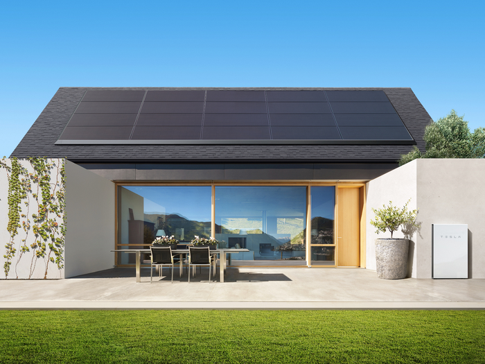 Modern home with a low-profile solar roof in Westchester County